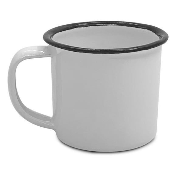 Bene Casa Mini White Enamel Coffee Mug Espresso Cup Camping Mug Enamelware, 3 oz