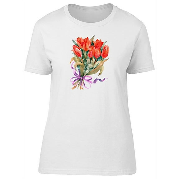 Beautiful Orange Tulips T-Shirt Women -Image by Shutterstock, Female Medium