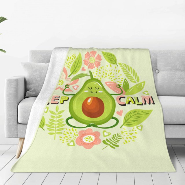 Balery Avocado Keep Calm Manta de Felpa Suave y Acogedora – Cobija de Franela Aterciopelada para Cama, Lavable y Cálida para Sofá, Mascotas, Transpirable-40"x30"