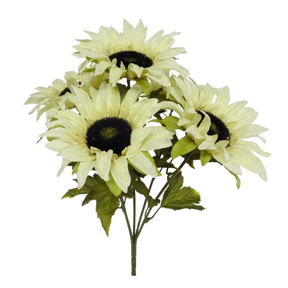 Cream Glitter Sunflower, 1 Each