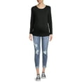thumbnail image 2 of Oh! Mamma Maternity Long Sleeve Side Ruched T-Shirt with Scoop Neck (Women's & Women's Plus), 2 of 6