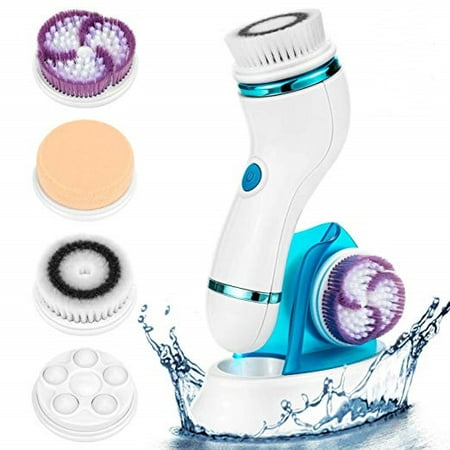 【2019 Upgraded】AUCHEN Facial Cleansing Brush, Waterproof Face Brush with 4 Exfoliating Brush Heads - Facial Full Body Spa System - Advanced Microdermabrasion for Gentle Exfoliation and Deep (Best Face Brushes 2019)
