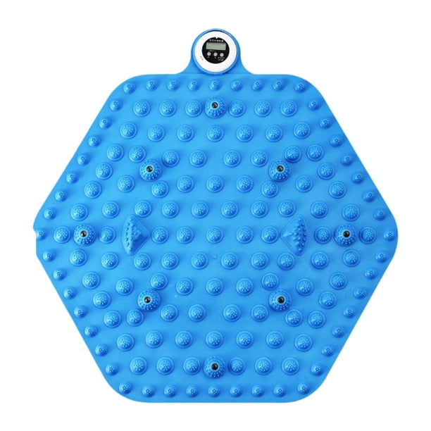 Almohadilla de silicona para masaje de pies, alfombrilla sensorial para puntos de acupuntura, almohadilla de masaje con placa para los dedos del pie Temporizador azul hexagonal
