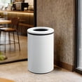thumbnail image 2 of 40L/10.6 Gal Round Stainless Steel Trash Can, Removable Inner Bucket, Kitchen Bathroom Office Garbage Bin, White, 2 of 7