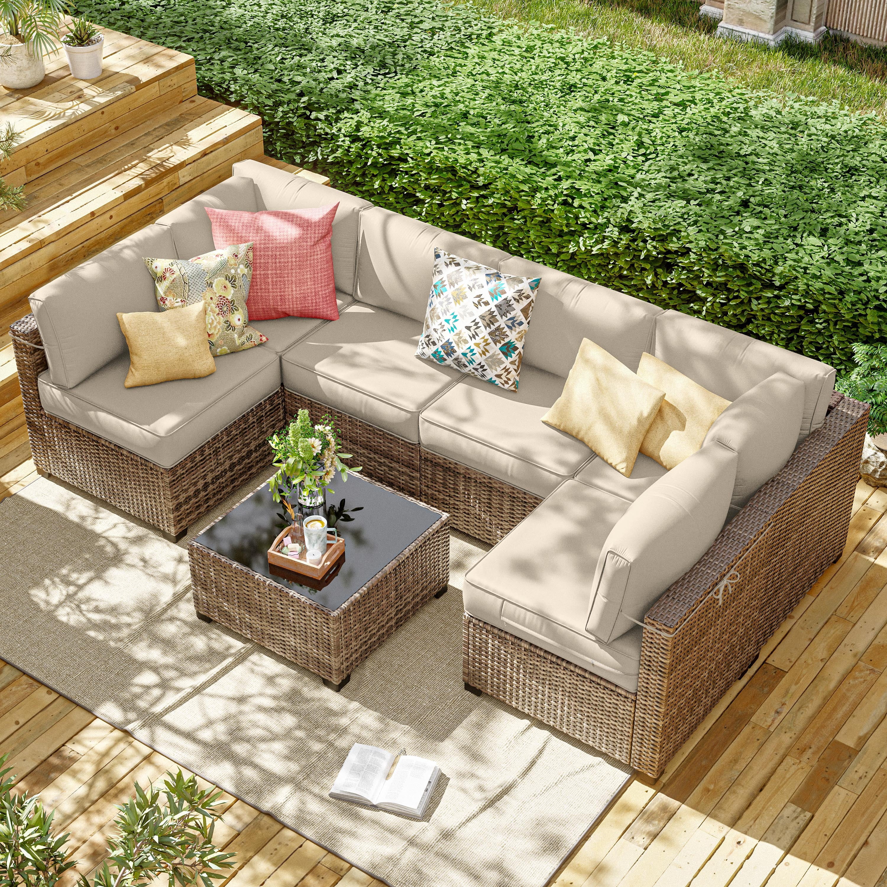 Kimunuk 14 Pcs Outdoor Cushion Slipcovers, Replacement Outdoor Patio Cushion Covers with 3 Size, Waterproof and Zippered, Fit for Outdoor Furniture, Patio Sofa Couch, Covers Only, Cream