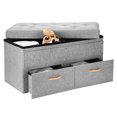 thumbnail image 1 of 33 Inches Folding Storage Ottoman Bench with Two large Drawers, Foot Rest Stool Storage Chest (Grey, 33"x16.56"x16.56"), 1 of 7