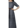 thumbnail image 4 of Moomaya Robe Midi à Encolure Dégagée, Robe Plissée pour Femmes, Robes Évasées Évasées Ligne A, 4 of 4