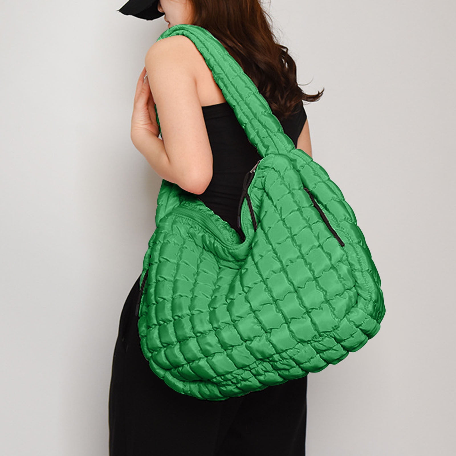 Hvyesh Puffer Tote Bag for Women Quilted Tote Bag Large Crossbody Bag Puffy Bag Lightweight Carryall Bag for Women