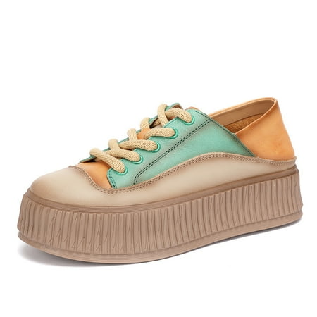 

Women‘s Platform Flat Sneakers Low Top Lace Up Round Toe Breathable Casual Shoes Women‘s Comfy Footwear