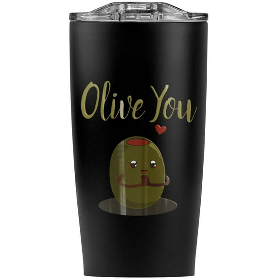 Olive You I Love You Funny Stainless Steel 20 oz Travel Tumbler, Vacuum Insulated & Double Wall with Leakproof Sliding Lid | Great for Coffee/Hot Drinks and Cold Beverages
