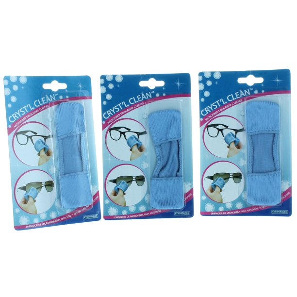 3 Cryst'l Clean Microfiber Eyeglass Cleaning Cloths Sunglasses Lens