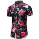 thumbnail image 2 of Camisetas con estampado de flores de rosas en 3D para hombre, de manga corta, ajustadas, con botones, informales, con estampado floral, 2 of 4
