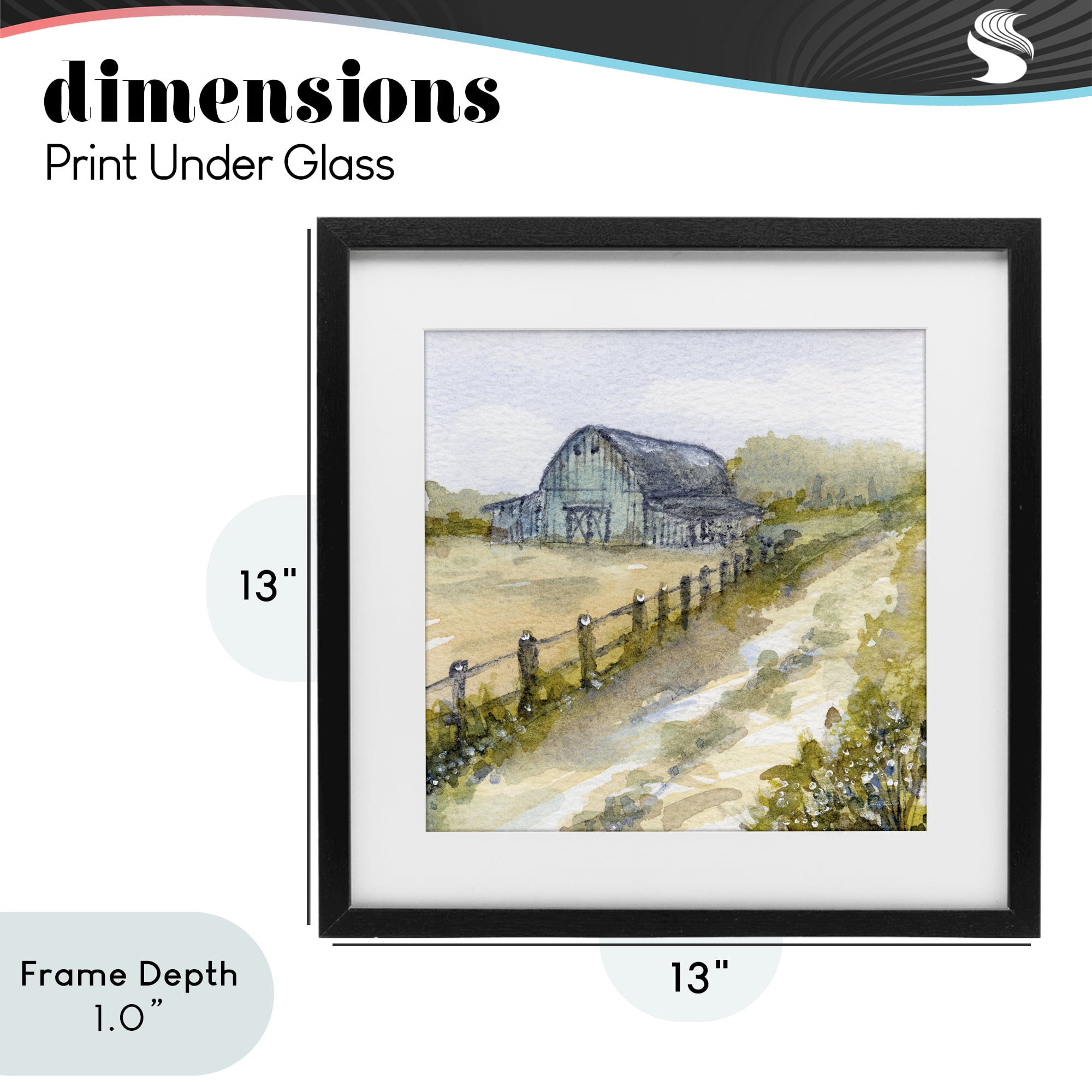 Stupell Industries Blue Barn Lane Black Framed Print Under Glass, design by Patti Bishop