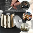 thumbnail image 4 of Yayeee Ashtray with Lid for Cigarette Smokeless Stainless Steel Home Ash Holder, Beige Abstract Dots, 4 of 7