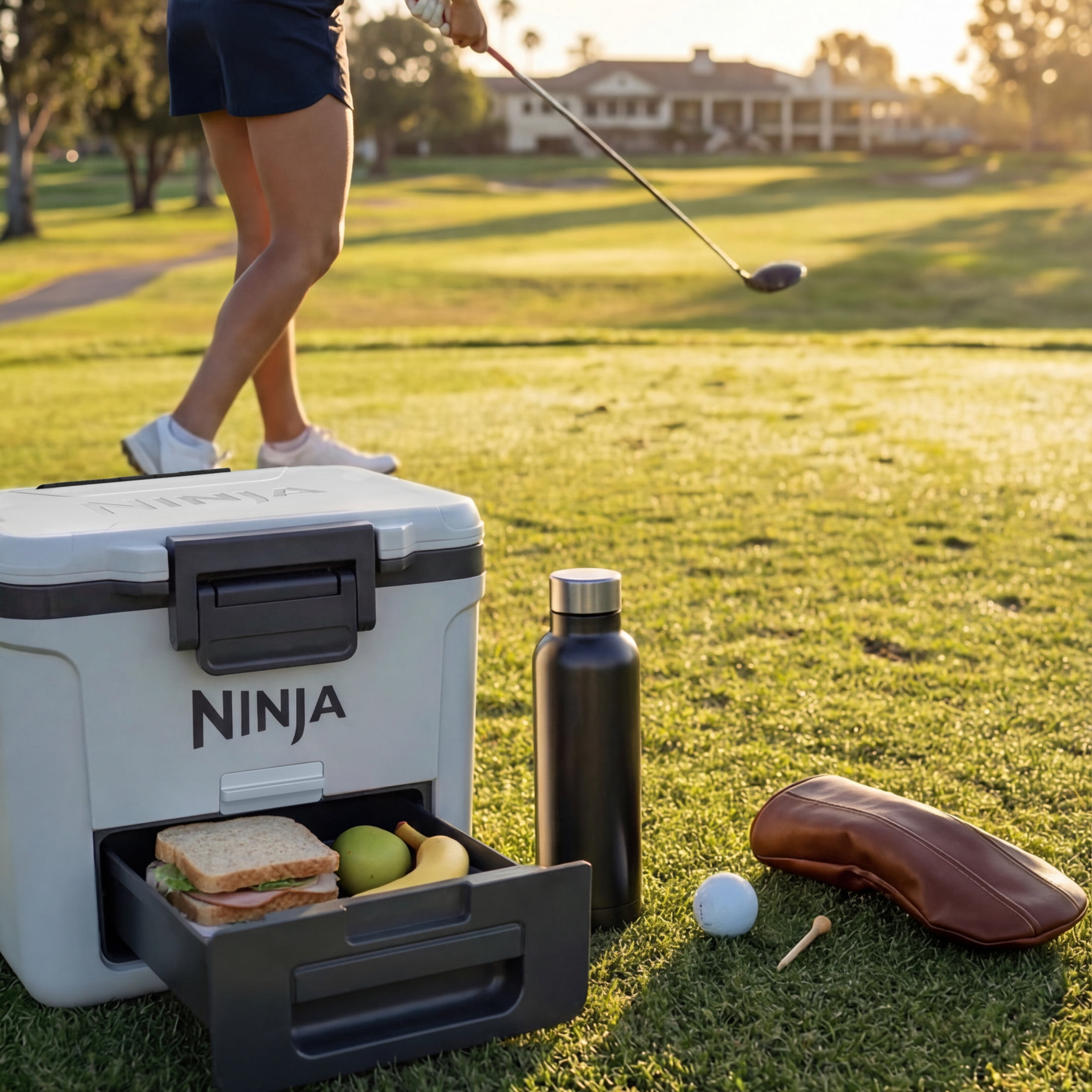 Ninja FrostVault 42-Qt Wheeled Cooler with Cold Dry Zone, Integrated Fridge-Temp Dry Storage Drawer, Premium Heavy-Duty Insulated Cooler, Keeps Ice for Days, FB242WH Cloud White
