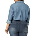 thumbnail image 4 of Agnes Orinda Women's Plus Size Denim Shirt Long Sleeves Button Down Chambray Shirts with Pocket 2X Light Blue, 4 of 9