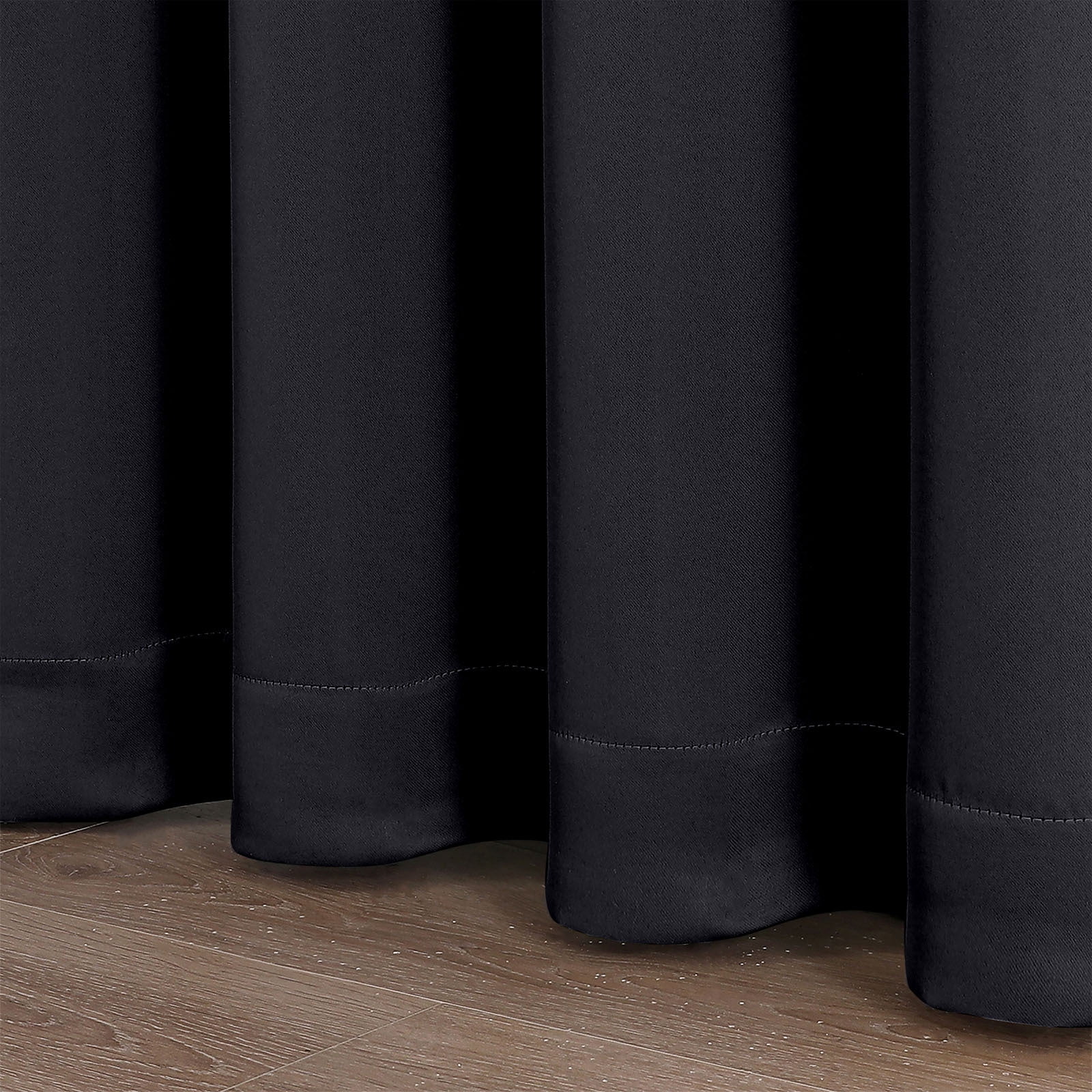 OVZME 63 Inch Blackout Curtains for Bedroom-2 Panels, Black Thermal Insulated Drapes, Room Darkening Rod Pocket Window Panels for Living Room, Each 37x63 Inch, Black