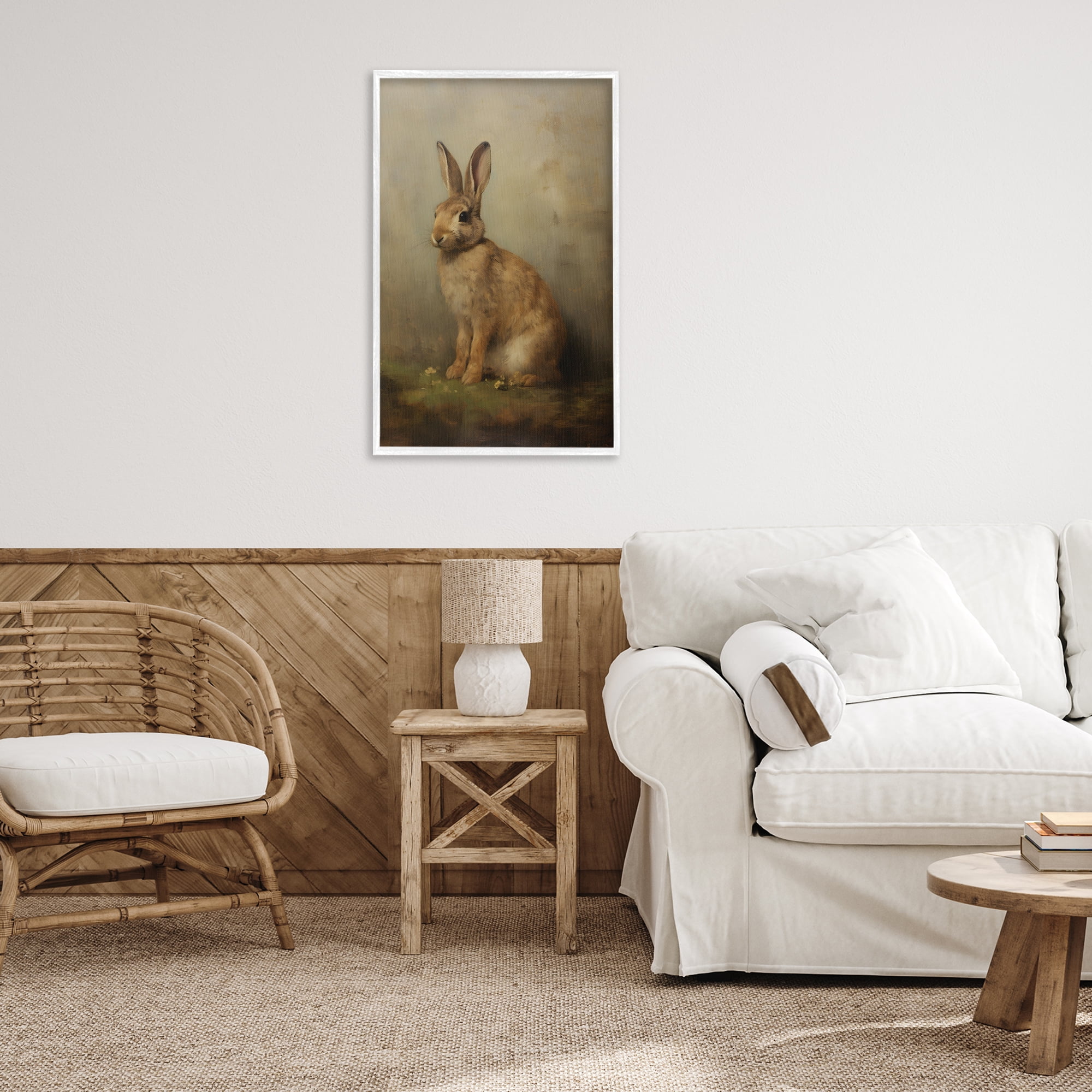Stupell Industries Brown Bunny Portrait Animals & Insects Painting White Framed Art Print Wall Art, 20 x 30