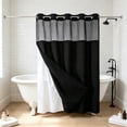 thumbnail image 6 of Waffle Weave Double Layer Shower Curtain, Waterproof Polyester Fabric Bathroom Curtain with Detachable Liner & Metal Grommets, No Hook Installation, Quick-Dry, Machine Washable, 72 x 36 Inches, 6 of 6
