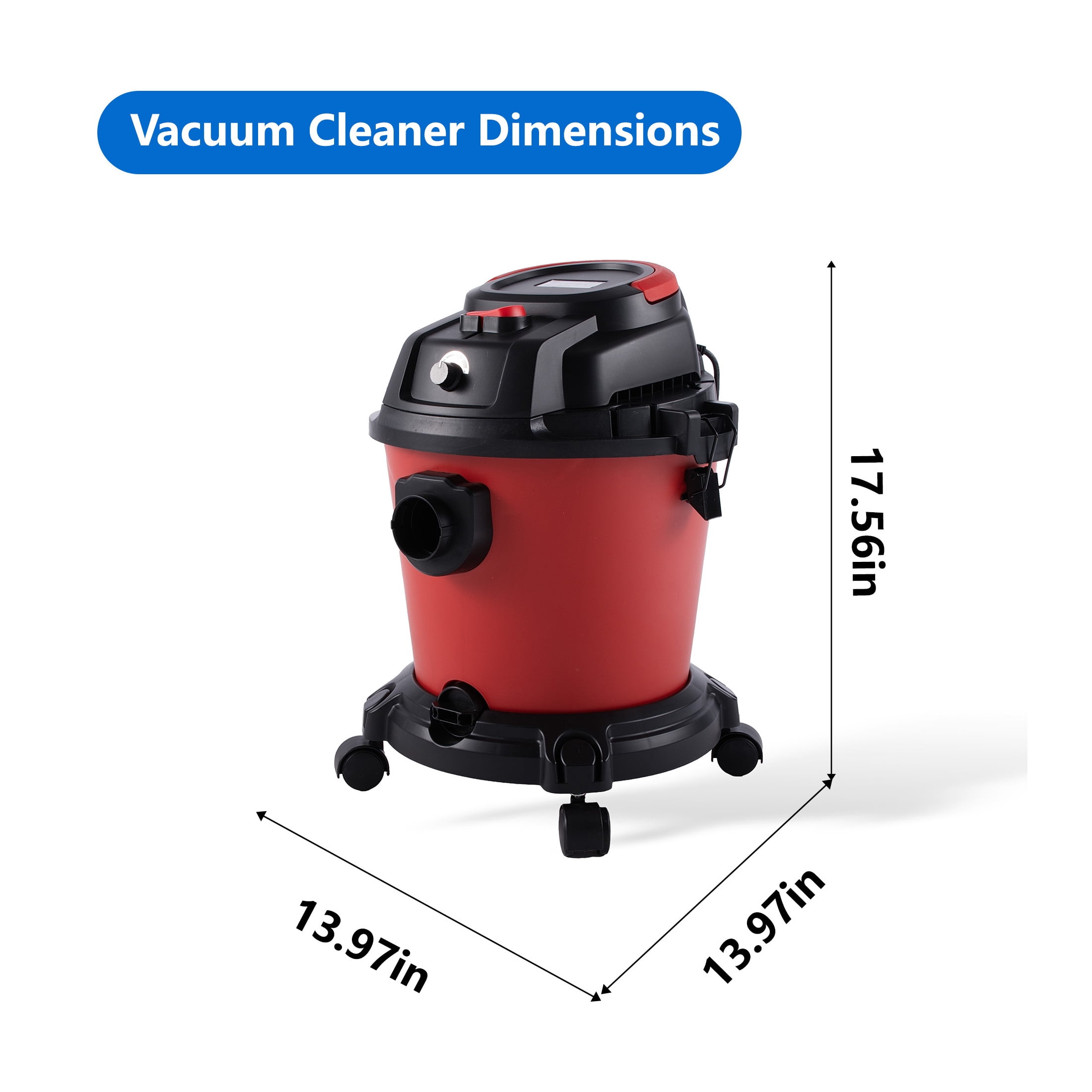 GDF Studio 5 Gallon Wet Dry Vacuum, 4.3 Peak HP 3-in-1 Shop Vac with Blower Function, Black + Red