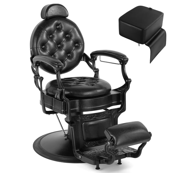 Artist Hand Vintage Heavy Duty Barber Chair Hydraulic Recline All Purpose Salon Spa Beauty Equipment(Black)
