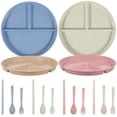 thumbnail image 3 of 4Pcs Divided Dinner Plates Set with Tableware 3 Compartment Unbreakable Portion Control Dinner Diet Plates Reusable Lightweight Divided Dish Set Stackable Divider Plates Microwave Safe fo, 3 of 11