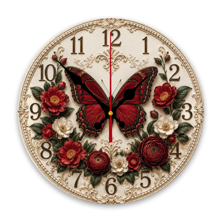 1 pc 10 Inch Silent Wooden Wall Clock Featuring a Design with Silver Metallic Lips, Bedroom