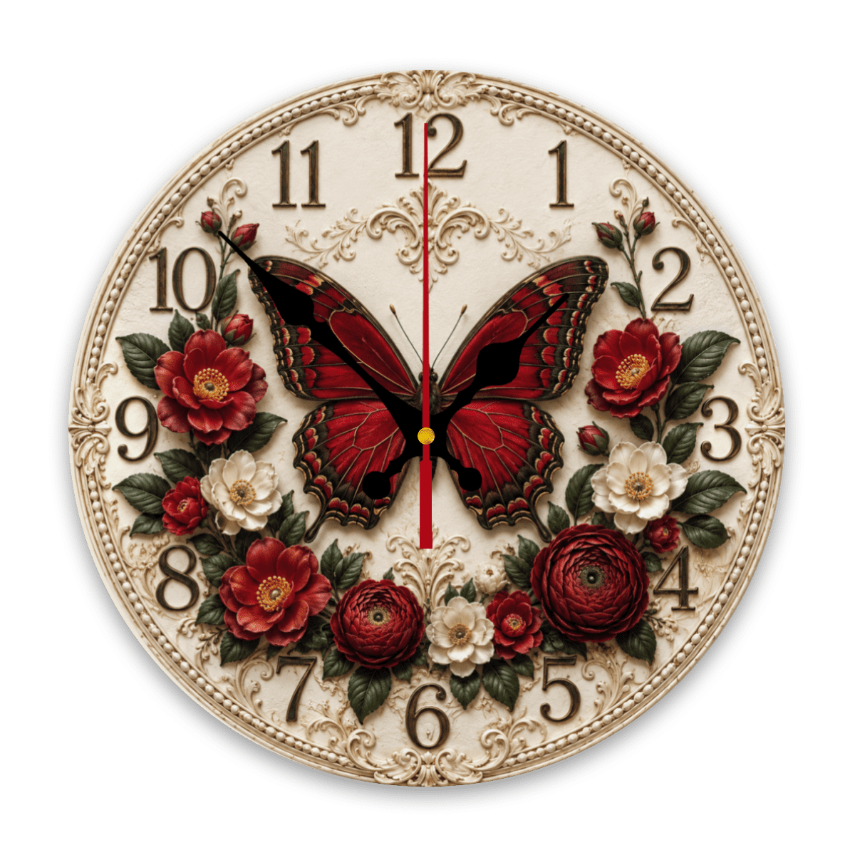 1pc 10Inch Silent Wooden Wall Clock Featuring a Design with Silver Metallic Lips, Bedroom, Office, Or Living Room It Operates on Battery Power (Requires 1 AA Battery, Not Included)