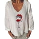 thumbnail image 2 of Puntoco Mujer Moda Casual Cuello En V Manga Larga Cómodo Estampado Navideño Sudadera tops Blusa Puntoco Puntoco-3678, 2 of 5