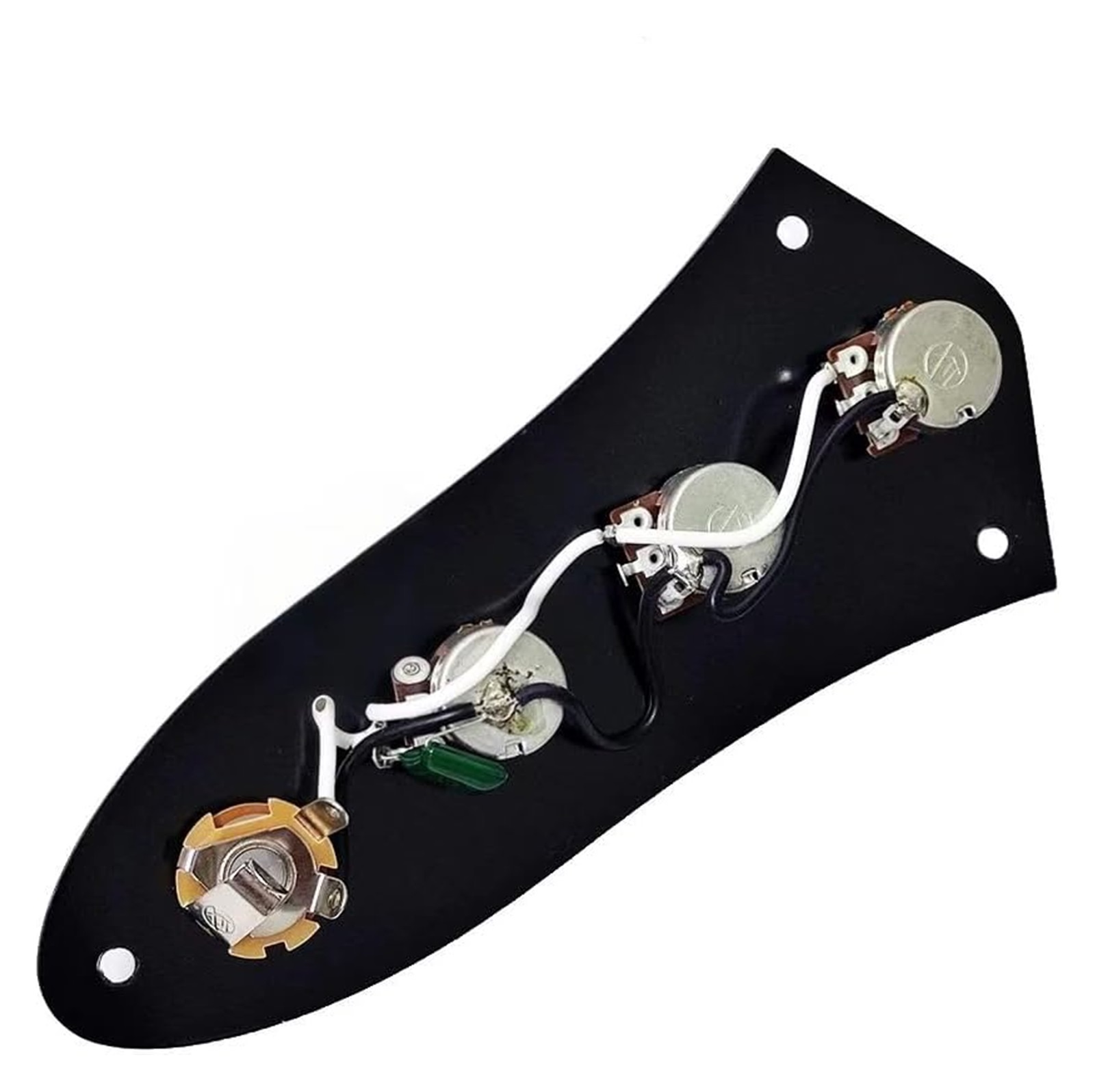 HAGSYCT Fits For Jazz Bass Pre-Wired Control Plate Assembly with Engraved Knobs