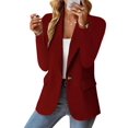 thumbnail image 2 of WULMLEO Women Blazers Tweed Petite Summer Blazer Business Oversized Casual Long Sleeve Work Suits Jacket Button Fashion Formal Dressy Clearance Mujer Open Front Wine L, 2 of 3
