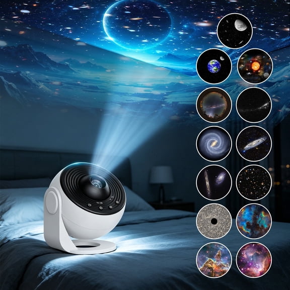 DAYBETTER Galaxy Projector with 360° Rotating Head & Timer, 13 HD Film Discs, USB Plug-In Ceiling Planetarium Night Light for Bedroom Kids Adults Room Decor