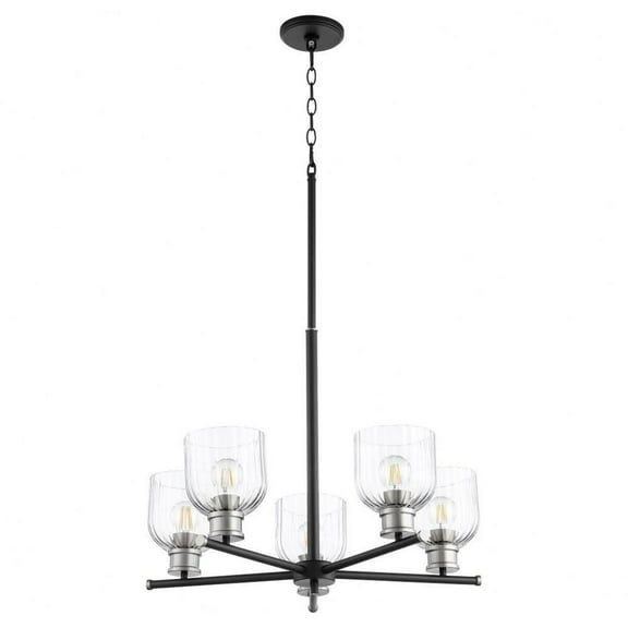 Front Cottages 5 Light Chandelier-Noir/Satin Nickel Finish-Clear Glass Color Bailey Street Home 183-Bel-4539597