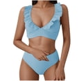 thumbnail image 4 of Trajes de baño para mujer, Trajes de baño para mujer Traje de baño de mujer con abertura, cintura alta, color liso, traje de baño bikini conservador y a la moda Traje de baño de nailon para mujer, 4 of 4