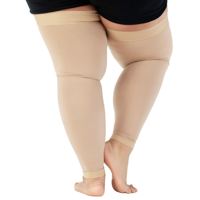 Extra Wide Footless Compression Stockings for Men & Women 20-30mmHg -  Beige, XXL
