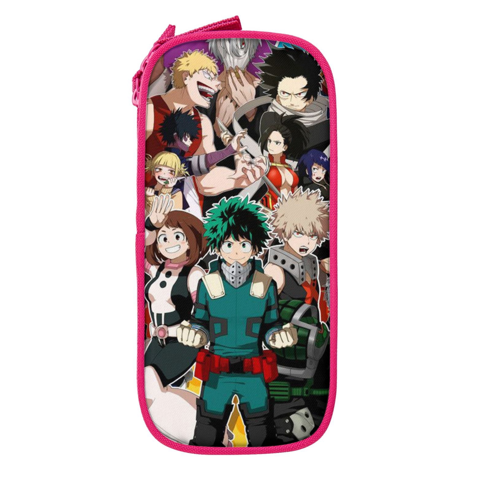 My Hero Academia Pencil Case Large Capacity Pencil Pouch Pen Bag Office Stationery Organizer Travel Makeup Bag Pink