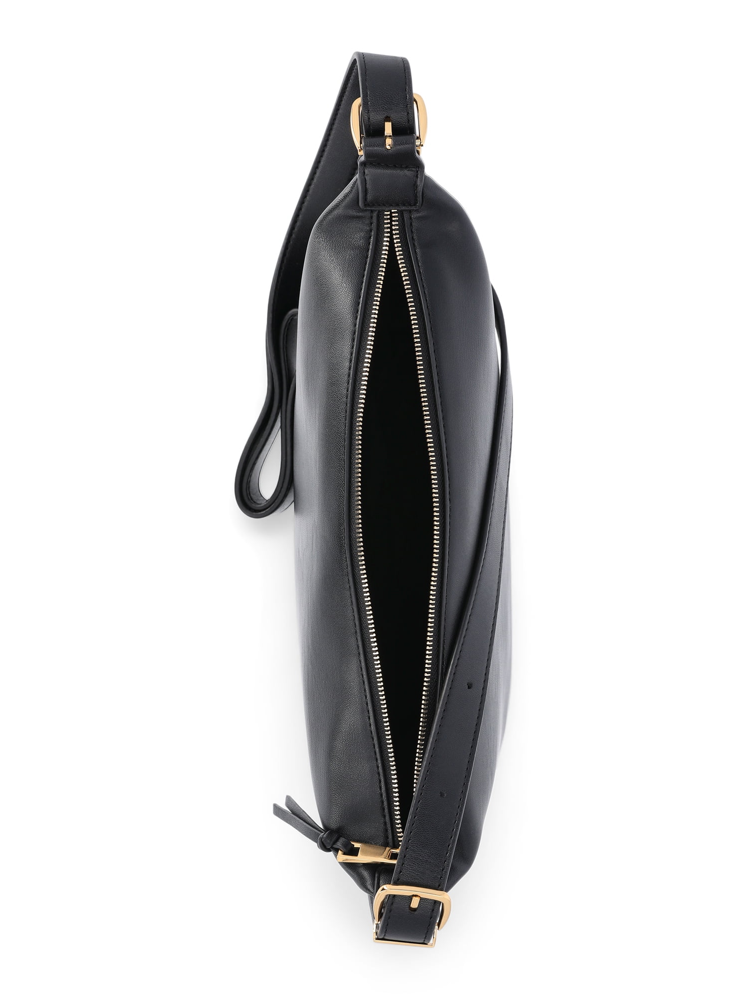 Time and Tru Women's Faux Leather Sling Crossbody Bag, Black