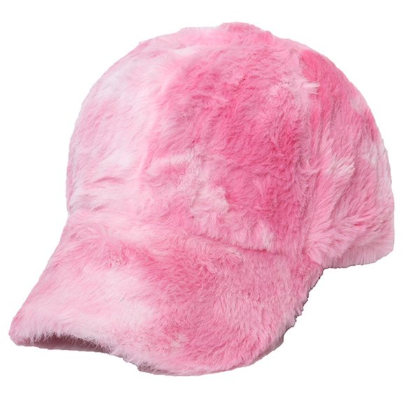Women's Baseball Caps Trendy Unisex Sun Hat Summer Winter Adjustable Size Hats Rainbow Gradient Tie-Dye Faux Rabbit Fur Baseball Cap - Style C