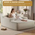 thumbnail image 2 of 65" Oversized Indoor Cloud Couch Chair, Boneless Wide Armrest Chaise with 3 Pillows, Comfy Cozy Sofa Bed, White, 2 of 7