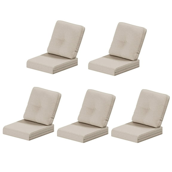 MeetLeisure 4 Inch Outdoor Cushions, Suitable for Patio Furniture, Water-Resistant & Fade-Resistant, 5 Sets, Beige
