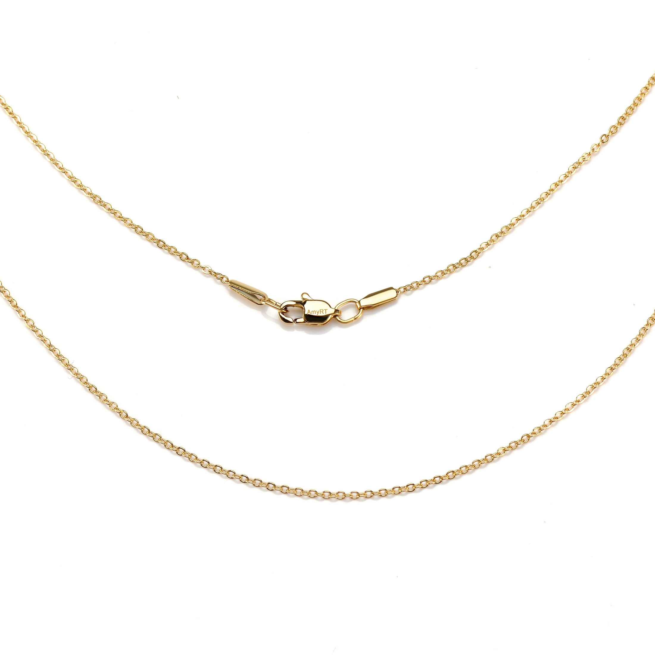 AmyRT Jewelry 1.2mm Titanium Steel Gold Cable Chain Necklaces for Women 30 in
