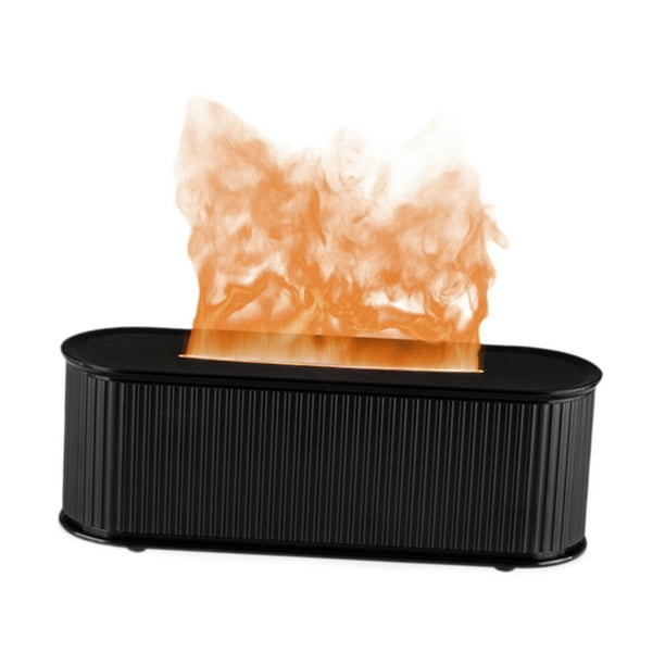 Humidificador difusor de aceites esenciales con llama de 7 colores para lectura deportiva (300 ml) Negro