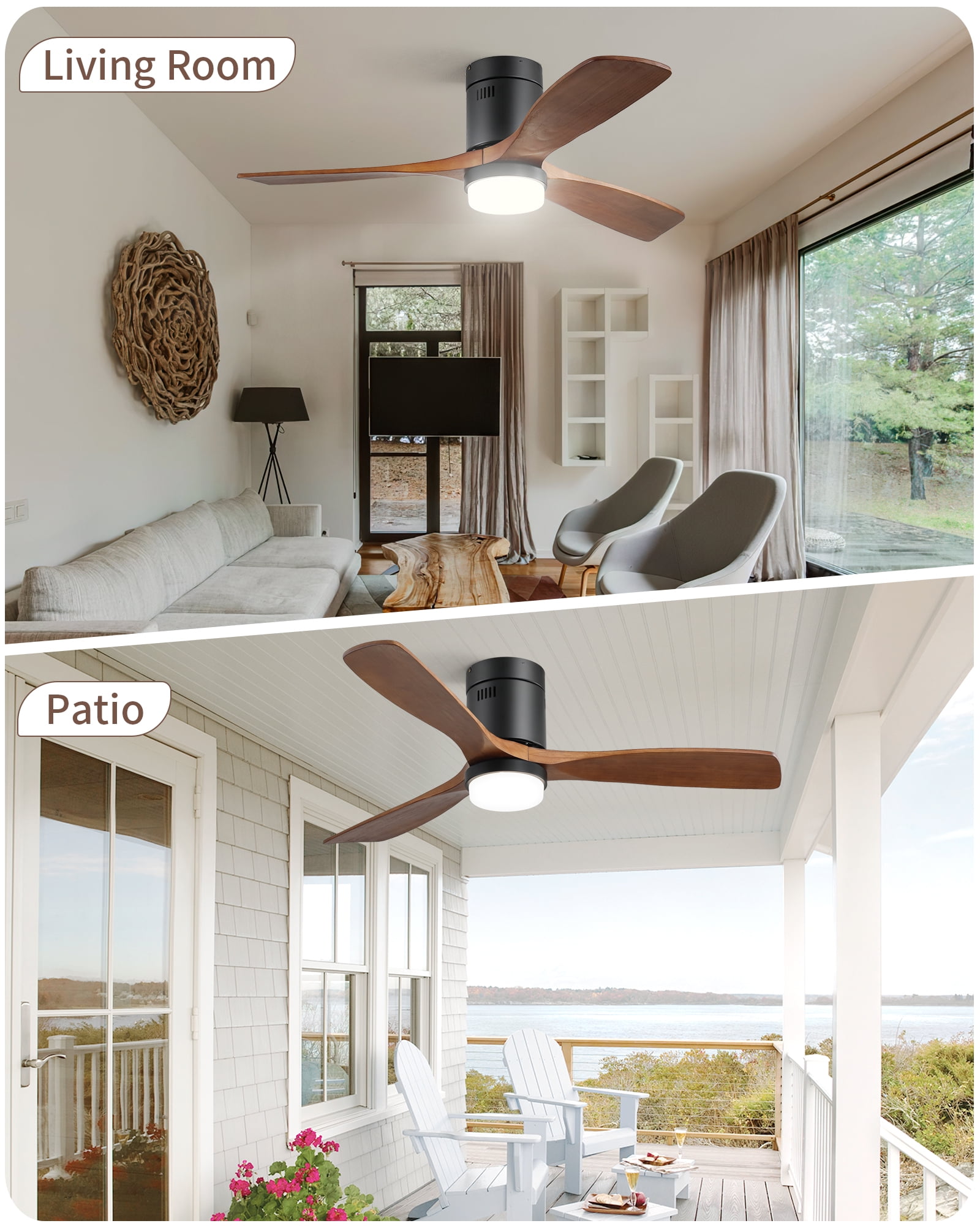 Sofucor 52-Inch Modern Ceiling Fan with Integrated LED Light and Remote Control