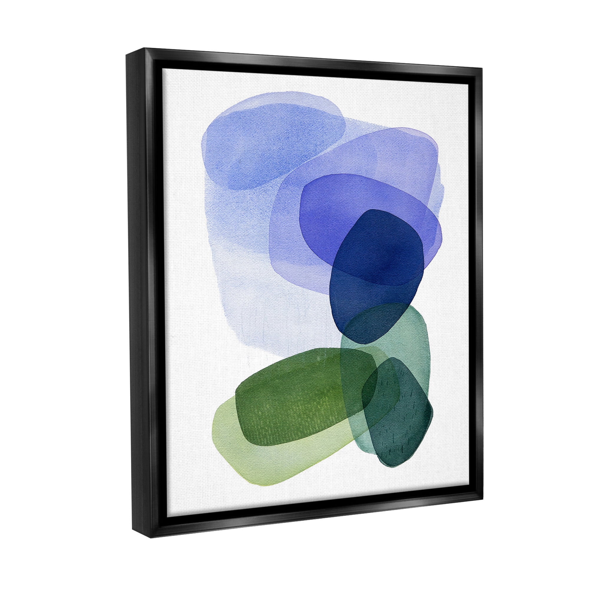 Stupell Industries Layered Opaque Shapes Abstract Painting Black Floater Framed Canvas Art Print Wall Art, 25 x 31