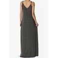 thumbnail image 2 of TheMogan Women's Casual V-Neck Draped Jersey Cami Long Maxi Dress W Pocket Summer Beach Charcoal 1X, 2 of 6