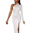 thumbnail image 1 of Petit Motif Cœurs Rouges et Foncés Parfait pour la Saint-Valentin Ou Cadeau d'Amour Robe Fendue Demi-Dleeve Robes d'Été, 1 of 4