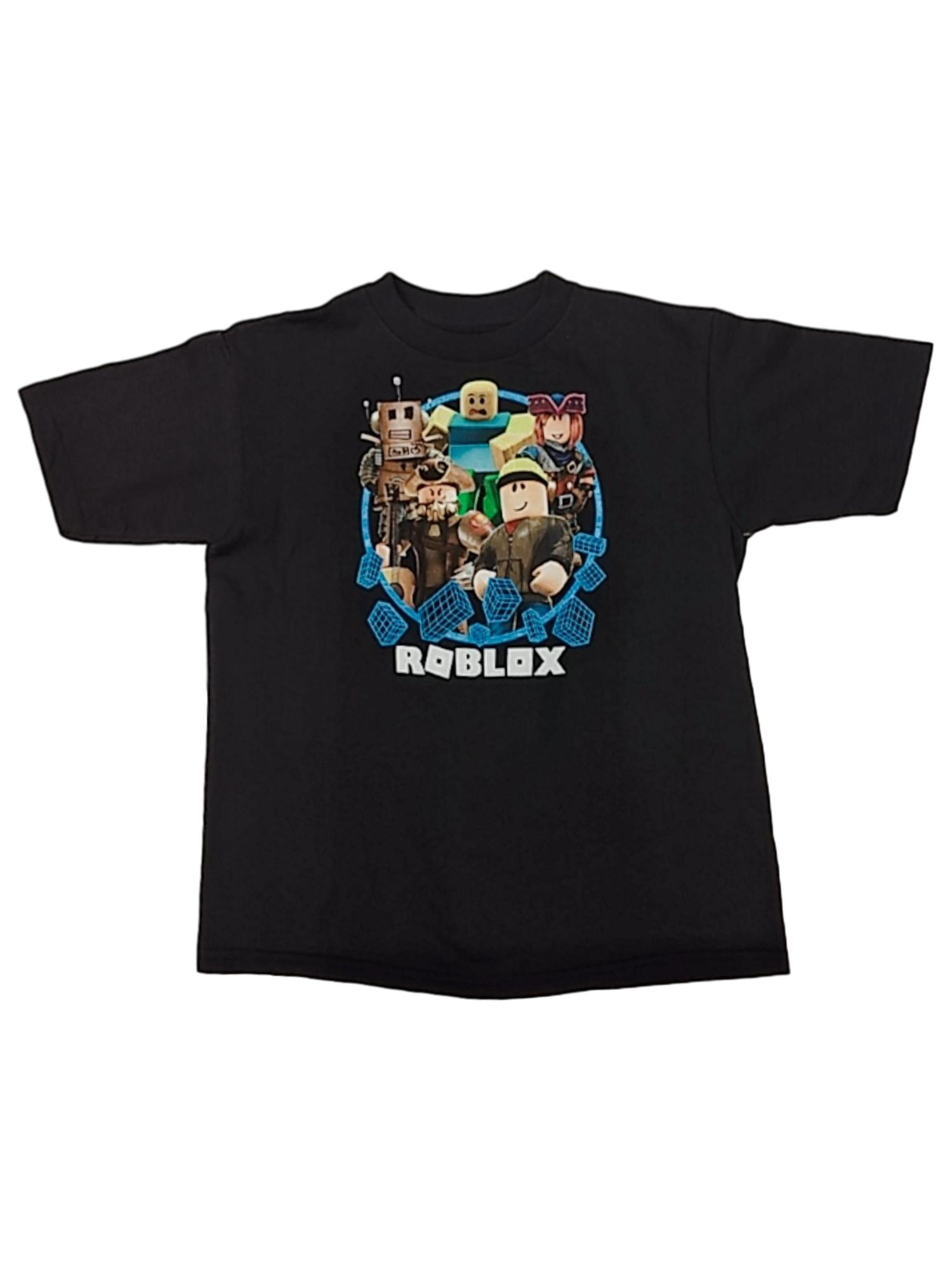 Boys Black Roblox Multi Character T Shirt Graphic Tee Shirt Large 6 7 Walmart Com Walmart Com - roblox ad size top