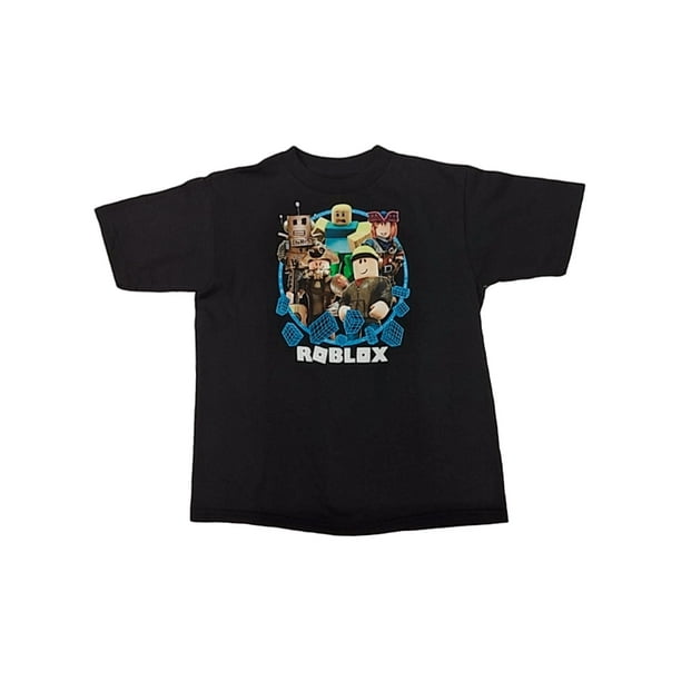 Boys Black Roblox Multi Character T Shirt Graphic Tee Shirt Large 6 7 Walmart Com Walmart Com - roblox t shirts with black background