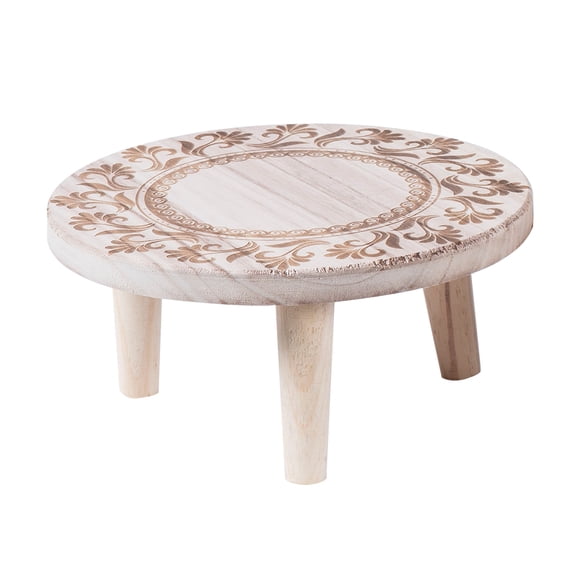 JZROCKER Printed Solid Wood Stool Flower Stand Round for Bench Plant and Succulent