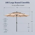 thumbnail image 4 of Summit Living 10ft Patio Umbrella with Solar Lights 3-Tier Vented Outdoor Market Umbrella with Auto-Tilt – Beige, 4 of 8